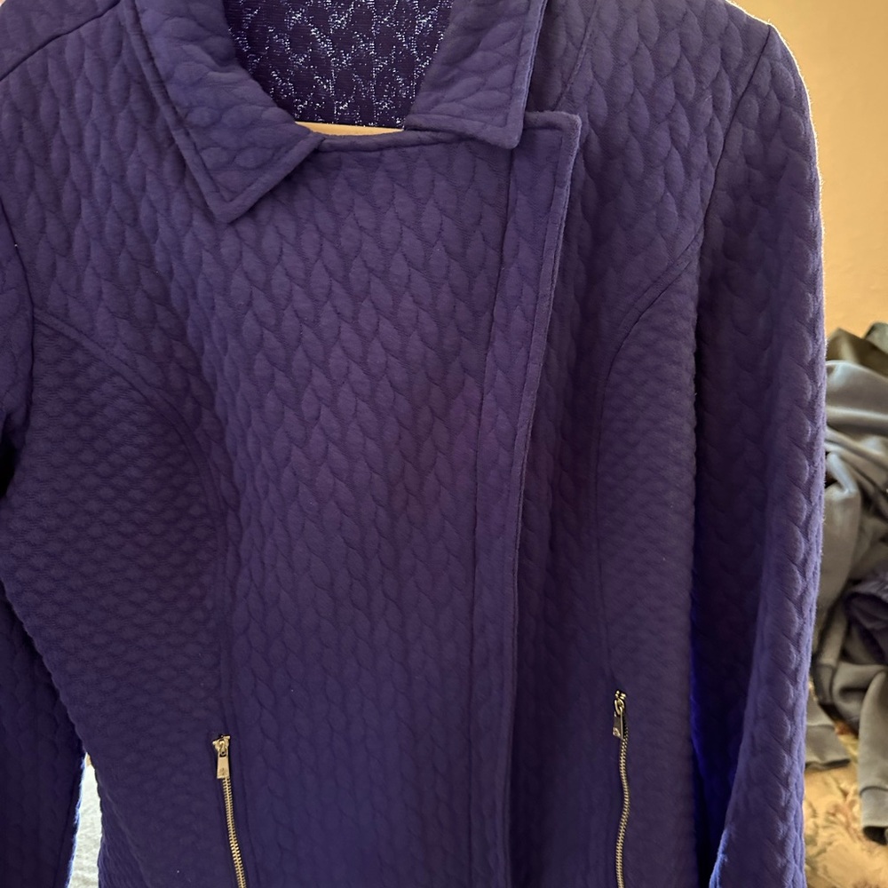 Isaac Mizrahi knit quilted moto jacket women’s size large - Picture 5 of 6